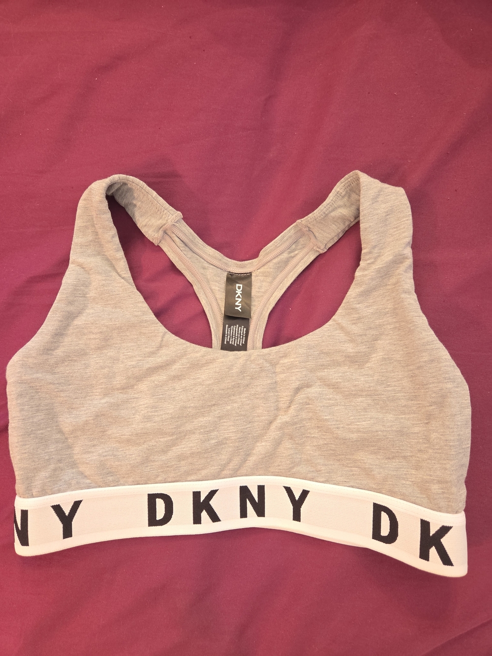 DKNY Women's Grey Logo Band Sports Bra